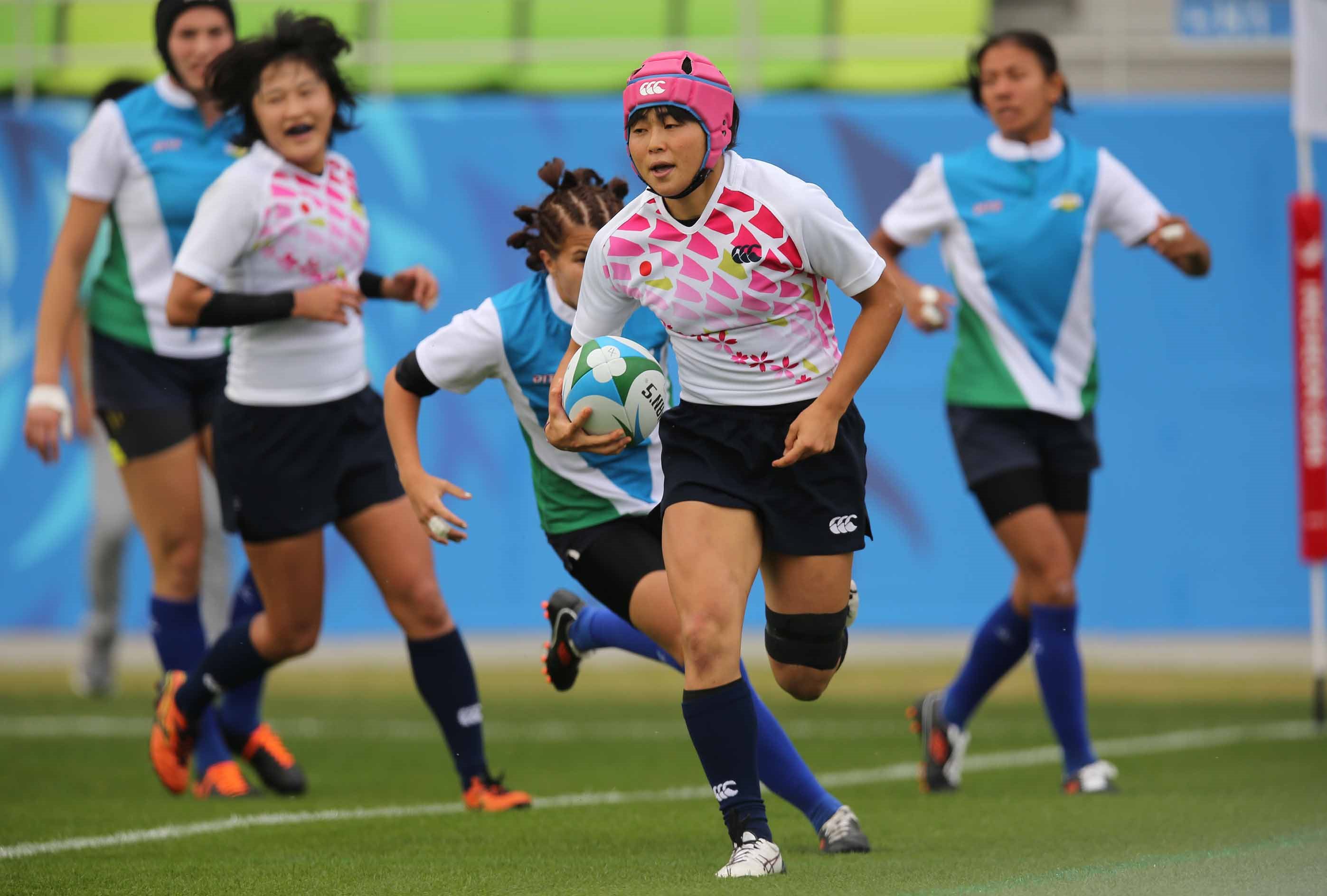 アジア大会、女子セブンズ日本代表はプールA初戦でウズベキスタンに快勝（撮影：長岡洋幸）